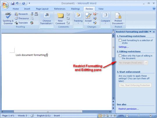 how to lock word document from editing