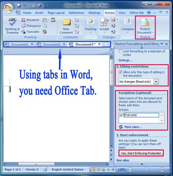 lock text in word